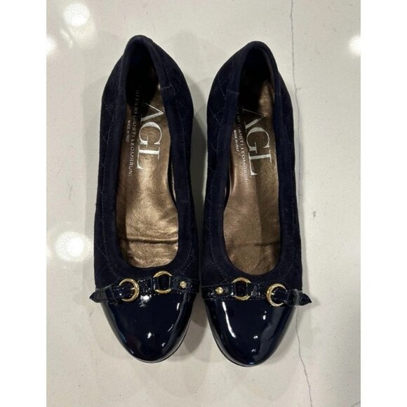 AGL Attilio Giusti Leombruni Monika Quilted Cap Toe Flats in Blue - Sz 40 (9.5) - Picture 1 of 9
